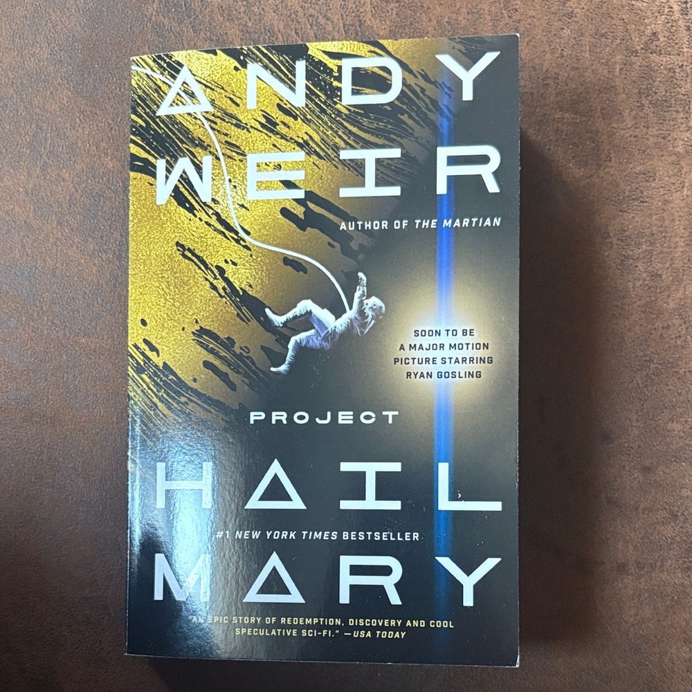 Andy Weir "Project Hail Mary" Paperback - Black & Gold Cover